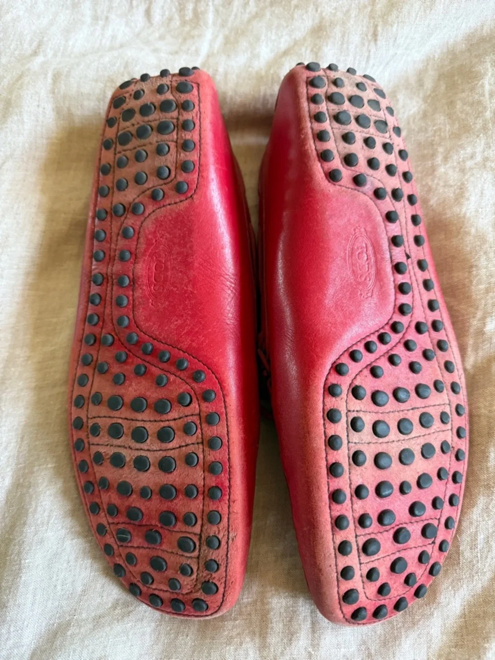 Tod's Red Leather Women's Driving Loafers - Picture 4 of 6